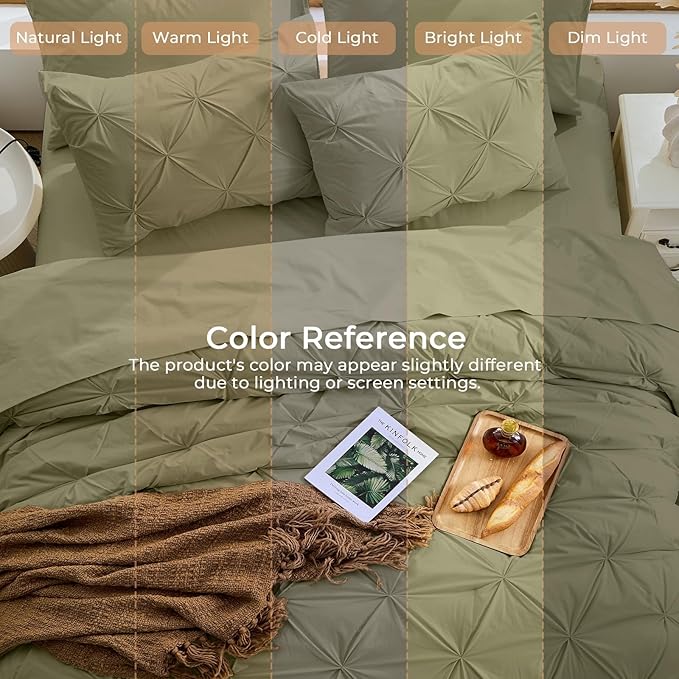 Sasttie King Size Comforter Set, 7-Piece Bed in a Bag, Pintuck Bedding Sets - Image 8