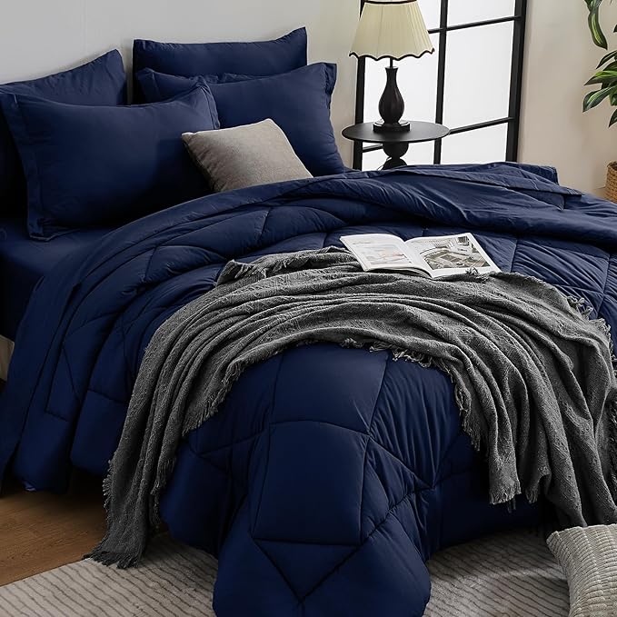 HEVUMYI Navy Blue Twin Comforter Set by HEVUMYI