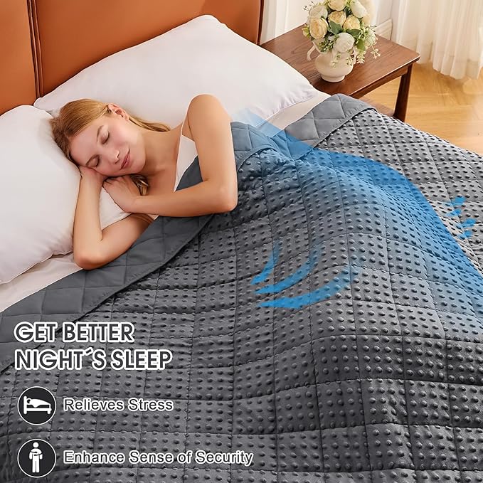 Grey Weighted Blanket for Adults 20lbs, Twin Full Size Cooling Minky Heavy - Image 2