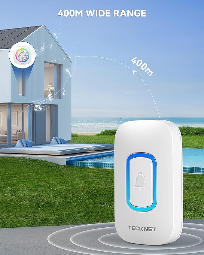 TECKNET Wireless Doorbell, 2 Transmitters 2 Receivers Door Bell Battery Operated - Image 3