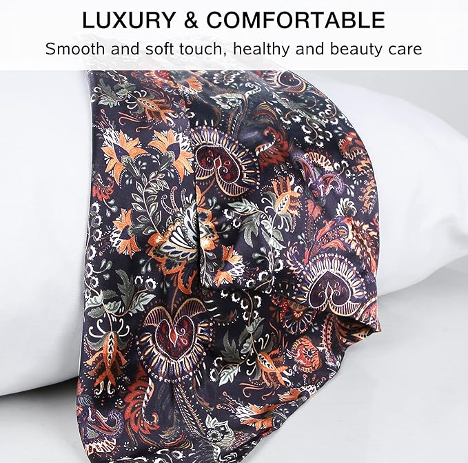 MANSPHIL Purple Paisley 100% Silk Pillowcases Queen Size, Bohomian Brown Floral - Image 7