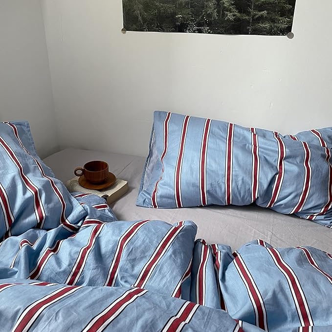 mixinni Vintage Striped Blue Duvet Cover King - Image 7
