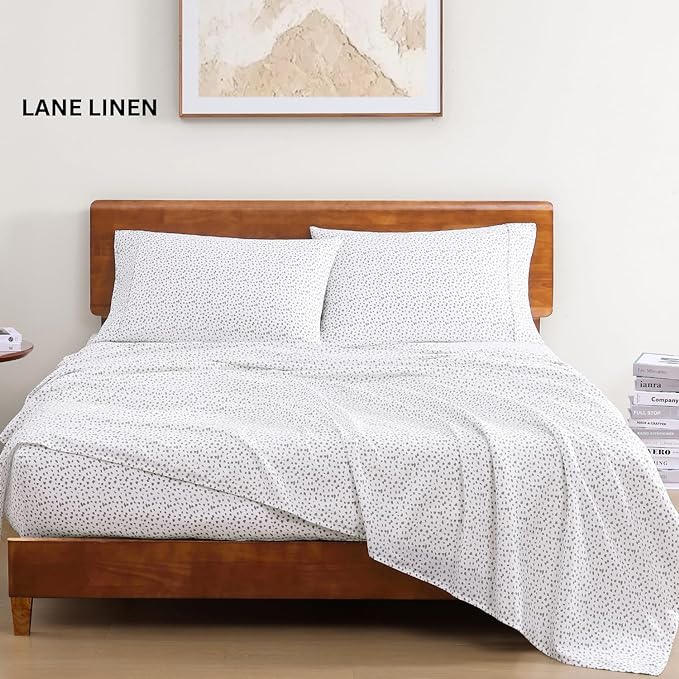 LANE LINEN 100% Organic Cotton Printed Full Size Sheet & Pillowcase Sets - Image 2