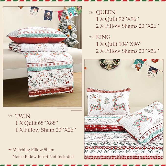 Exclusivo Mezcla Reversible Christmas Quilts Twin Size - Image 6