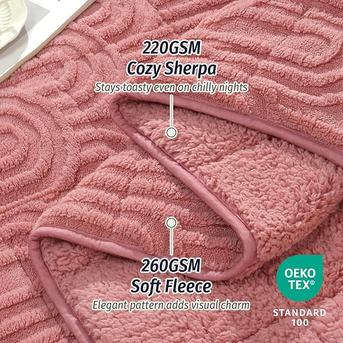 Wemore Jacquard Fleece Weighted Blanket Queen Size 60" x 80" 15lbs, Ultra Soft - Image 3