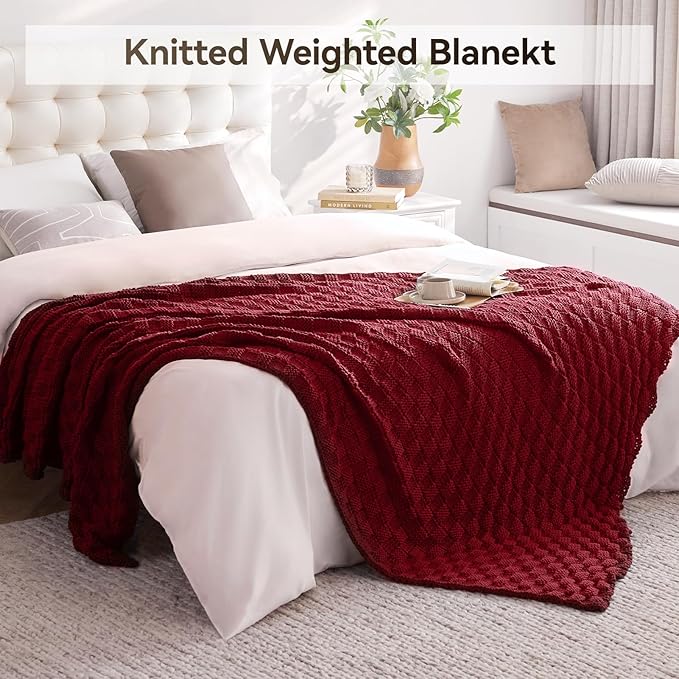 Knitted Weighted Blanket for Adult, No Beads Heavy Blanket 50” x 60'' 5lbs - Image 6