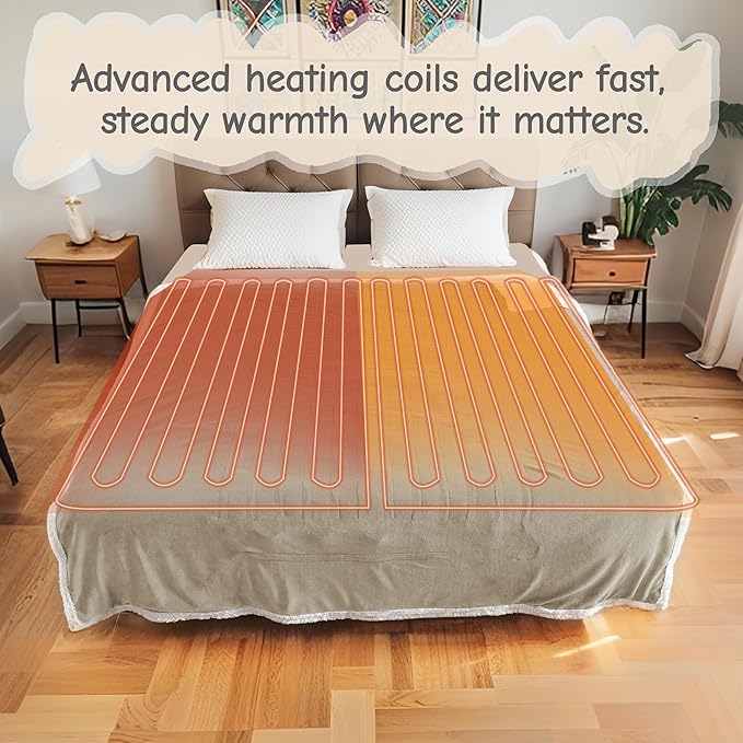 Electric Heated Blanket Full Size 72"x84", Soft Flannel - Image 5