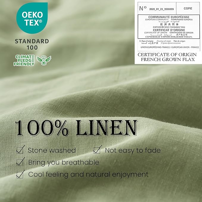 Simple&Opulence 100% Linen Duvet Cover Set 3pcs Basic Style Natural French - Image 2
