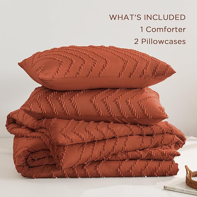 Andency Burnt Orange Oversized King Comforter Set 120x98, Boho Oversize King - Image 6