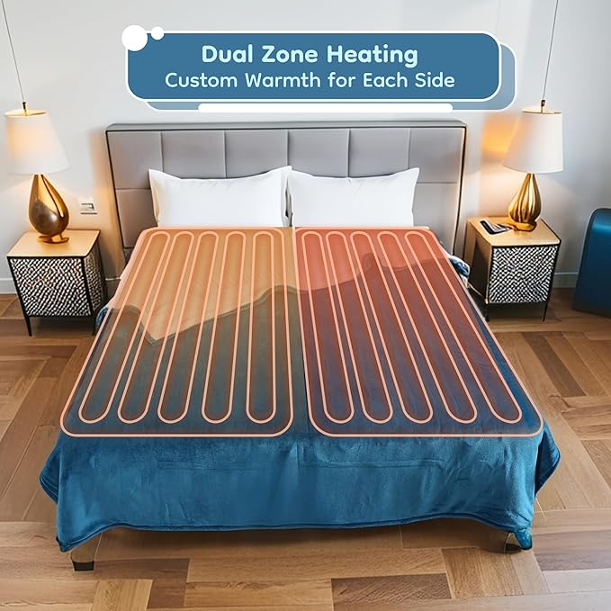 LaffyLo Electric Heated Blanket King Size 90 x 100, Dual Control, Fast Heating - Image 4