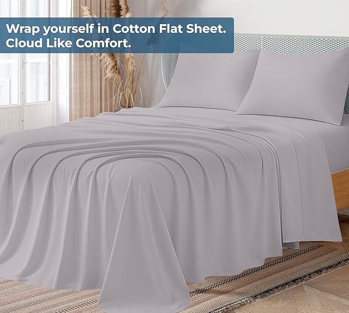Royale Linens 100% Organic Cotton Twin XL Flat Sheet Only - Image 2