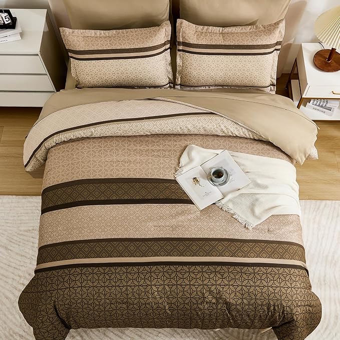 WONGS BEDDING 7 Pieces Comforter Set King Size, Minimalist Geometric Bohemian - Image 4