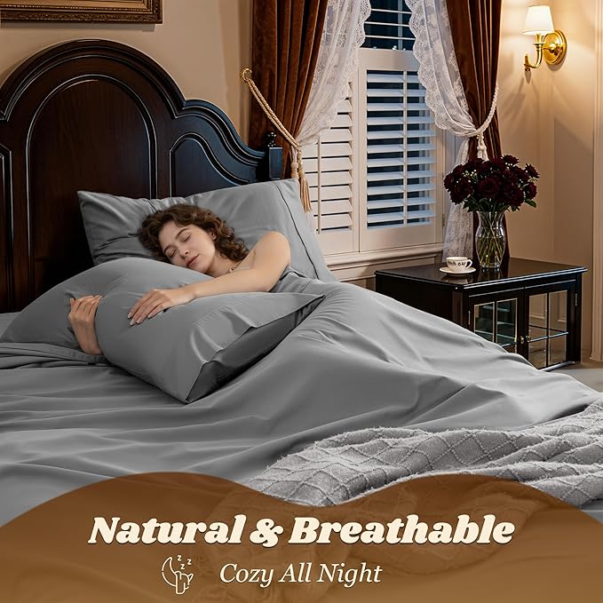 LBRO2M 100% Cotton Sheets Set Deep Pocket 19", 1000 Thread Count Full Size 4 - Image 5
