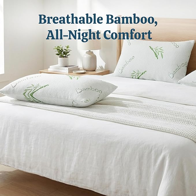 OMEO 2 Pack King Size Rayon Derived from Bamboo Pillow - Image 6