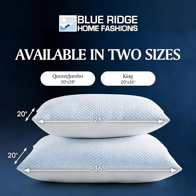 Blue Ridge Home Fashions Cooling Bed Pillows Queen Size Set of 2, Reversible - Image 5