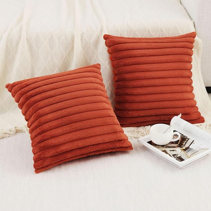 Pallene Faux Fur Plush Fall Throw Pillow Covers 16x16 Set of 2, Luxury Soft - Image 4