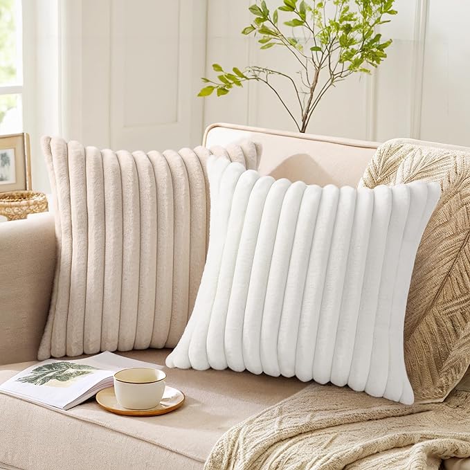 Pallene Faux Fur Plush Throw Pillow Covers 16x16 Set of 2, Luxury Soft Fluffy - Image 5