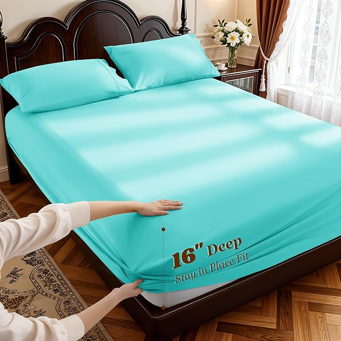 LBRO2M 1000 Thread Count 100% Egyptian Cotton Sheets Set, Full Size Bed Sheet 4 - Image 4