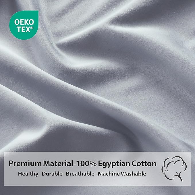 Twin XL Size Fitted Sheet Only Gray, 100% Egyptian Cotton 600 Thread Count - Image 4