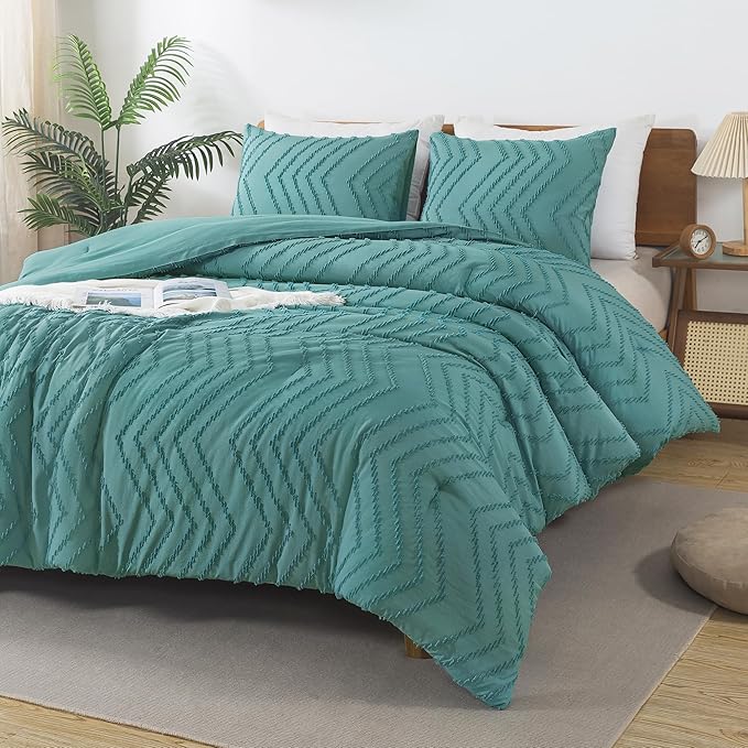 Andency Grayish Teal Comforter Set Full Size, Boho Soft Warm Bedding Comforter - Image 2