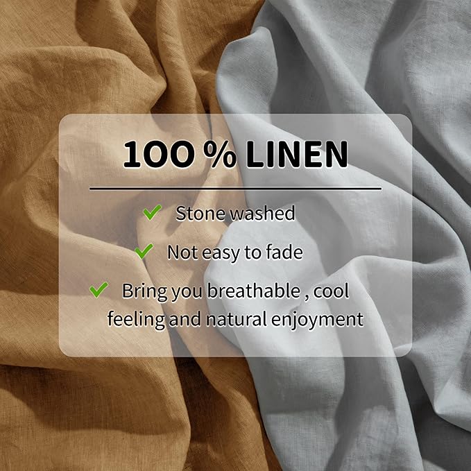 LBRO2M 100% Pure Linen Sheet Set Deep Pocket Up to 16" Bed Sheets Sets - Image 3