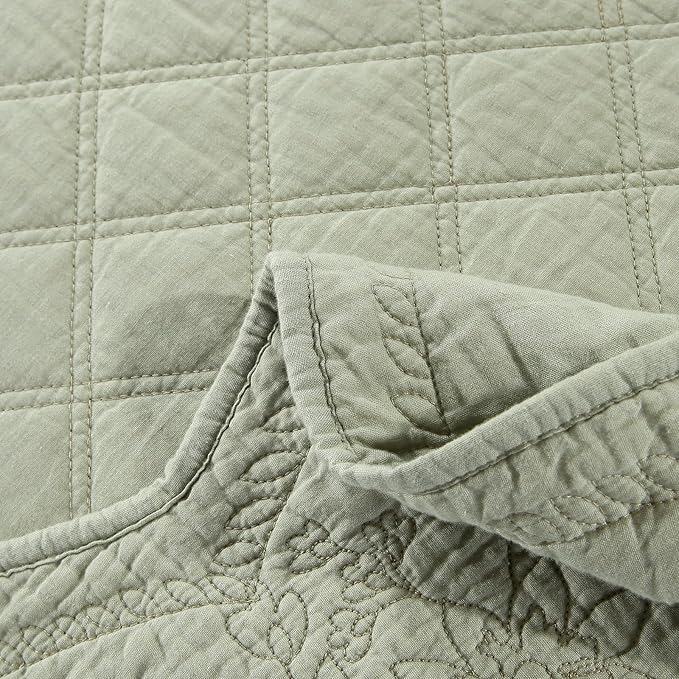 ROOMLIFE Quilt Set King Size 3D Floral Embroidery Pattern 3-Piece Cotton - Image 7