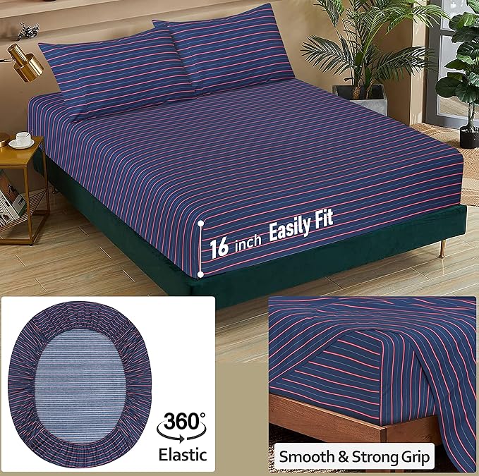 RUVANTI 100% Cotton Sheets – King Size Percale Bedding, Cooling & Breathable - Image 5
