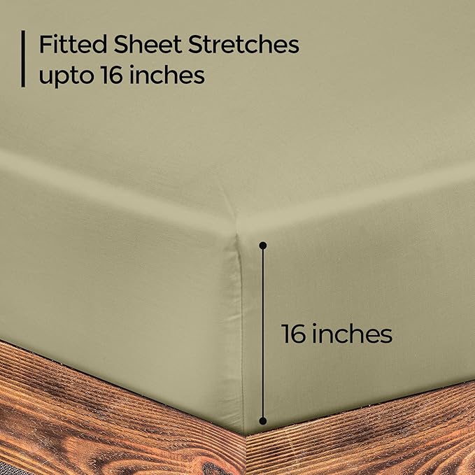 ROYALE LINENS 300 Thread Count 100% Long Staple Combed Cotton Fitted Sheet - Image 2