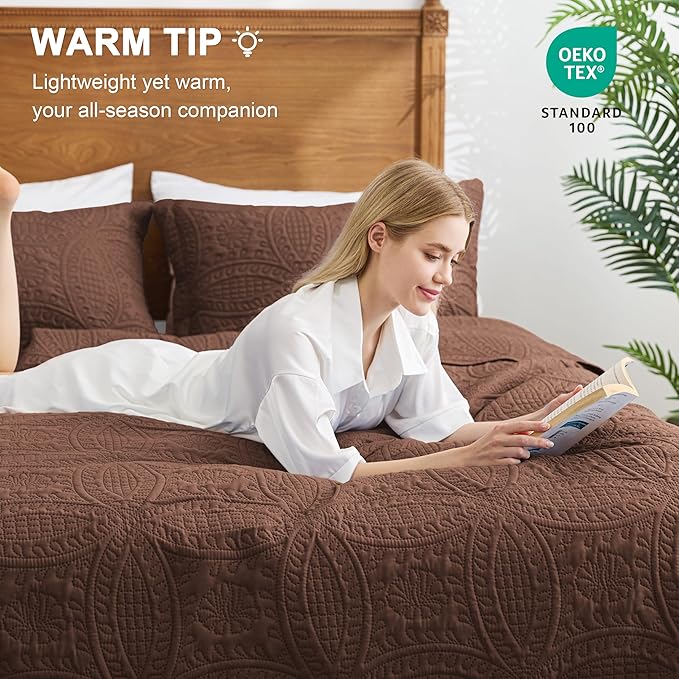 Love's cabin Twin Quilt Set Brown Bedspreads Bedding Set - Image 2