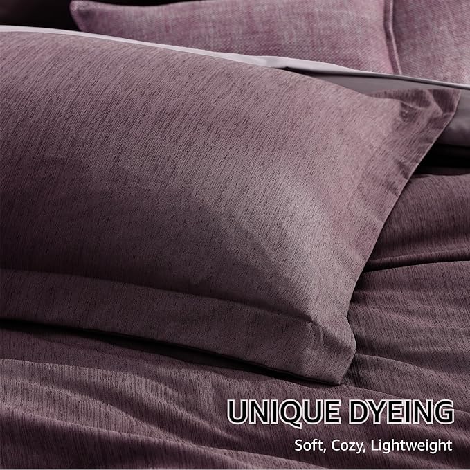 Monbix Super King Plus Comforter Set, Italian Plum Cationic Dyeing Bedding Set - Image 6