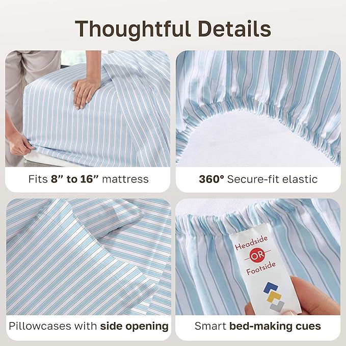 California Design Den Soft 100% Cotton Sheets Full Size Set, 400 TC Good - Image 5