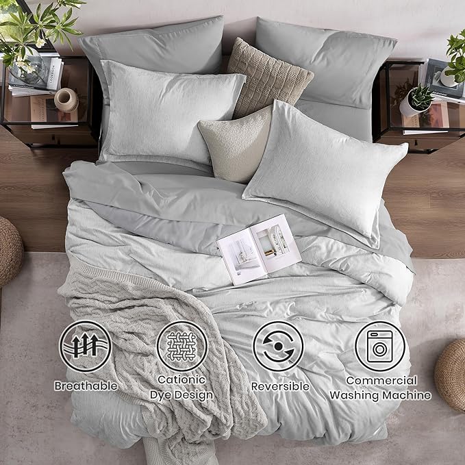 Monbix Full Size Comforter Set, Bedding Sets Full 7 Pieces, Cationic Dyeing Bed - Image 2