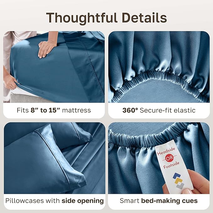 California Design Den Soft Split King 100% Cotton Sheet Sets, 400 TC Good - Image 5