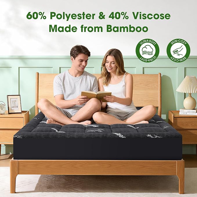 Mattress Pad Full Size, Cooling Pillow Top Mattress Topper, Ultra Soft Viscose - Image 3