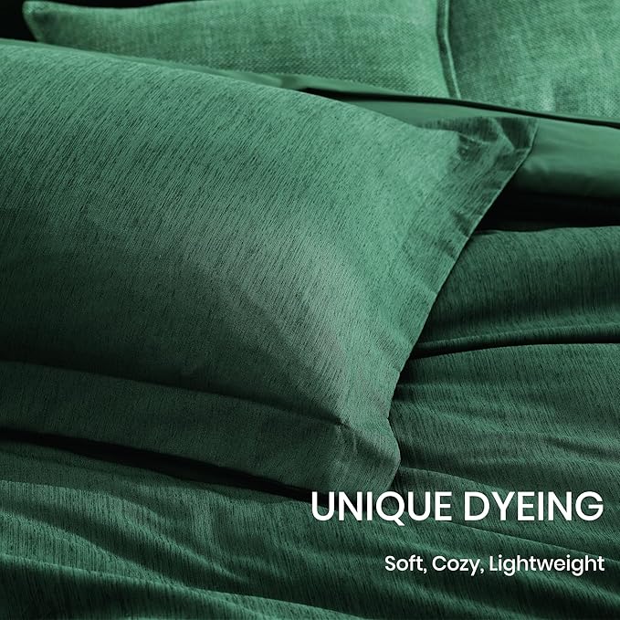 Monbix King Size Comforter Set, Emerald Green King Bedding Set Reversible - Image 6