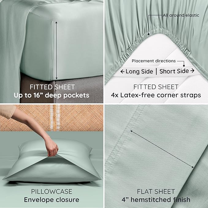 Bambaw 100% Viscose Derived from Bamboo Sheets California King Size – 4pcs Deep - Image 5