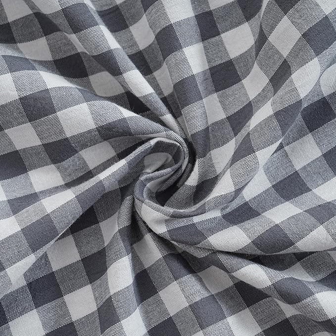 2 Pack Grey/White Plaid Ruffled Throw Pillow Sham 20 x20 inches, Washed Cotton - Image 6