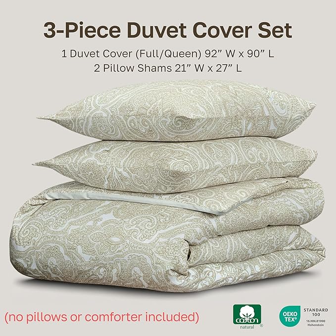 California Design Den Full/Queen Size Duvet Cover Set, 400 Thread Count 100% - Image 5
