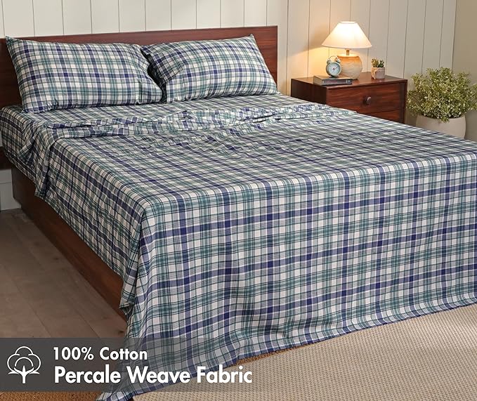 RUVANTI 100% Cotton Sheets – California King Percale Bedding, Cooling & - Image 2