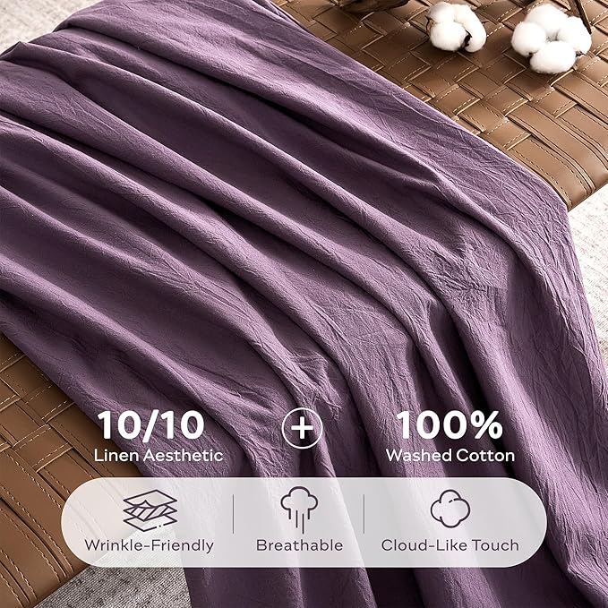 JELLYMONI 100% Washed Cotton Duvet Cover Twin – Soft, Breathable Linen-Look - Image 3