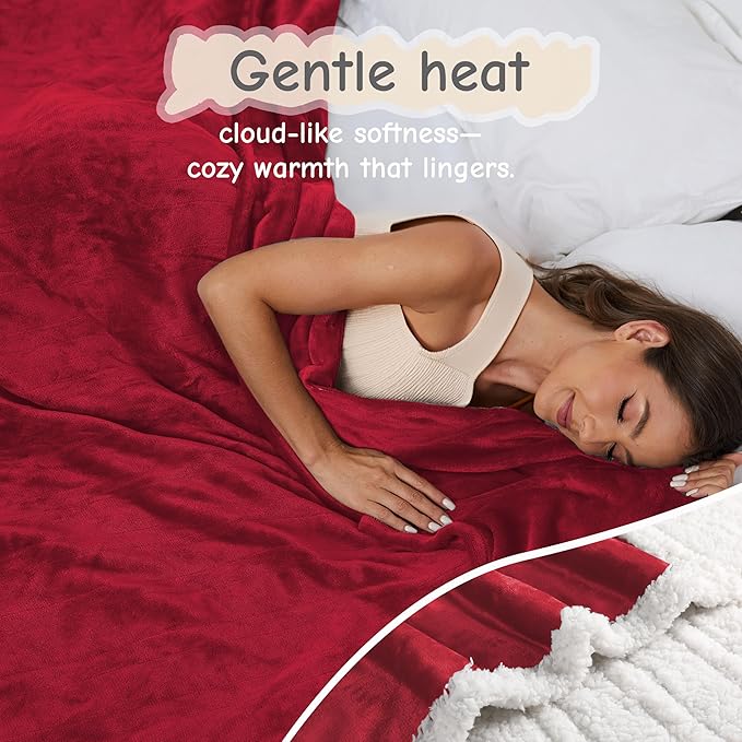 Electric Heated Blanket Queen Size 84"x90", Soft Flannel - Image 3