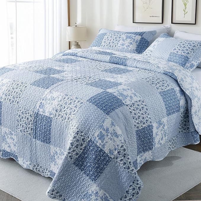 GOONE King Quilt Set 104"x90", Lightweight Washed Coverlet, Reversible Spring & by GOONE