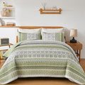 WONGS BEDDING Boho Quilt Set King Size, Sage Green Bohemian 3 Pieces Quilt Sets by WONGSBEDDING