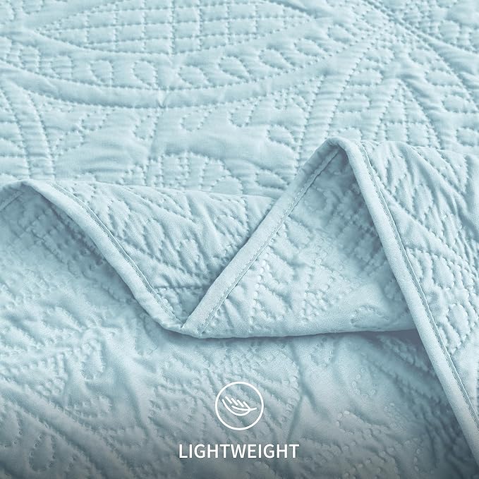 Love's cabin Twin Quilt Set Spa-Blue Bedspreads - Image 6