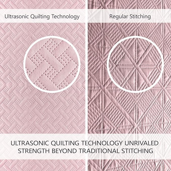 FLYMME Pink Twin Quilt Bedding Set Thin Lightweight Bedspreads, Modern Style - Image 3