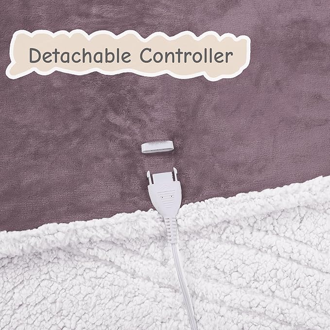 Electric Heated Blanket Throw Size 50"x60", Soft Flannel - Image 4