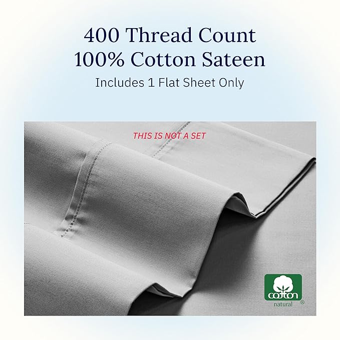 California Design Den King Size Flat Sheet, 400 Thread Count 100% Cotton Sateen - Image 5