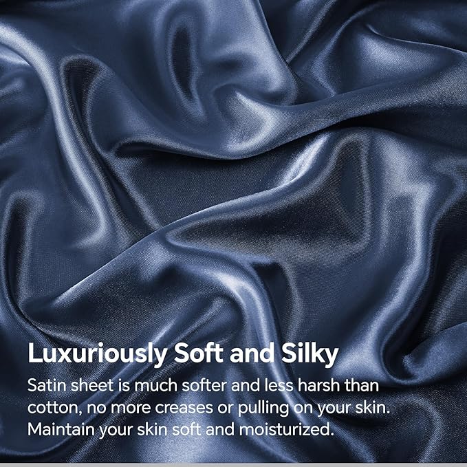 BEDELITE Satin Fitted Sheet and Pillowcases Set, Luxury Soft Similar to Silk - Image 3