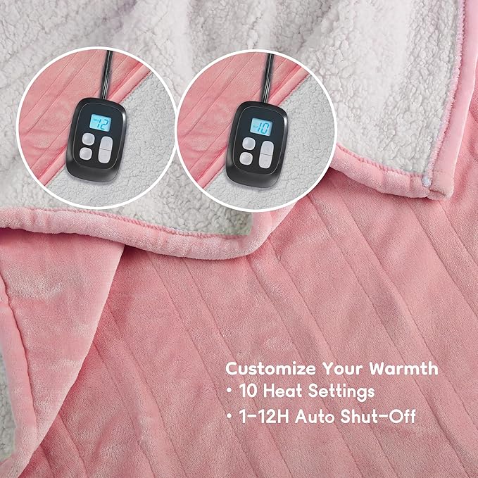 LaffyLo Electric Heated Blanket Queen Size 84 x 90, Dual Control, Fast Heating - Image 3