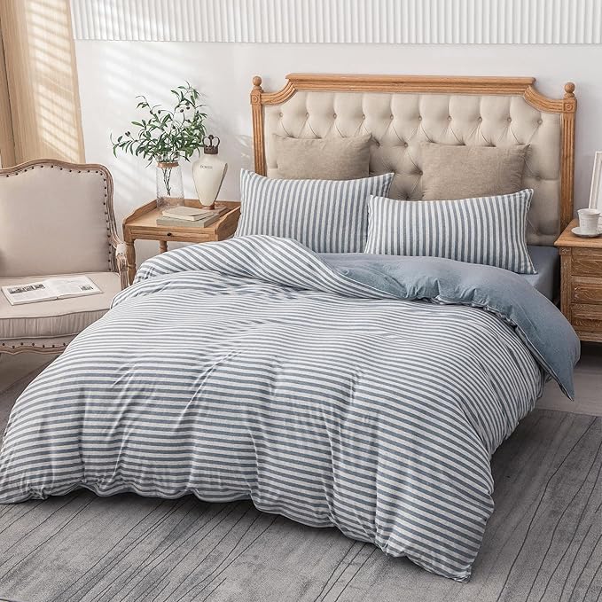 PURE ERA Jersey Knit Duvet Cover Set 100% T-Shirt Heather Cotton Super Soft - Image 5